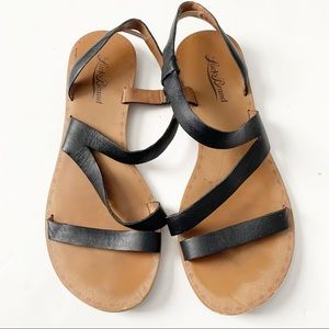 LUCKY BRAND Leather Strappy Flat Sandals Black